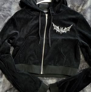 Black Crop Zip Hoodie